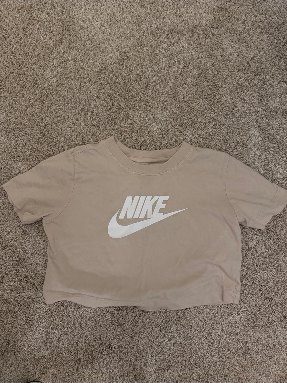 Nike Kids Tan Crop Tee with White Logo